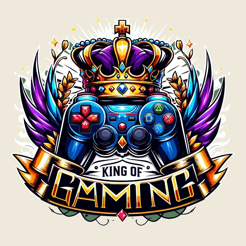 King of Gaming - Controller and Crown Illustration