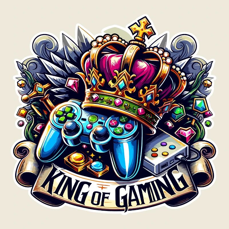 King of Gaming - Controller and Crown Illustration
