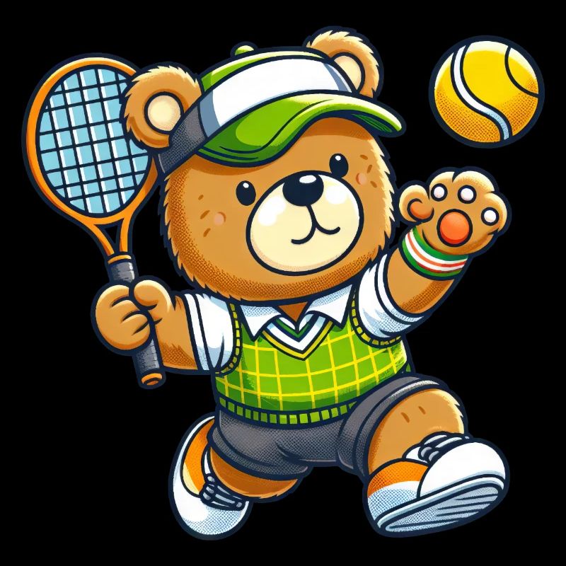 Bear as a tennis player - comic style serve