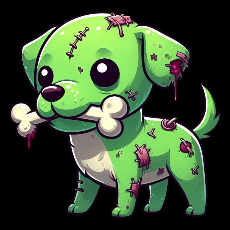 Mignon Halloween chien zombie beagle avec os