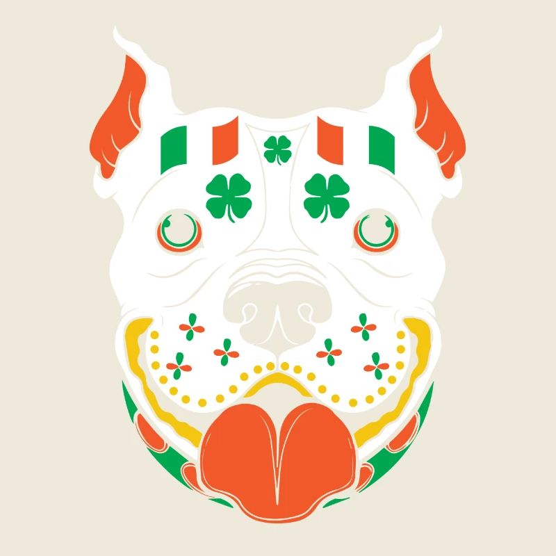 St Patrick Tag Zuckerschädel Pitbull Irland Flagge