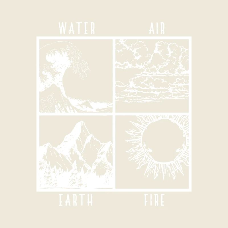 Wasser Luft Erde Feuer 4 Elemente Shirt Geschenk