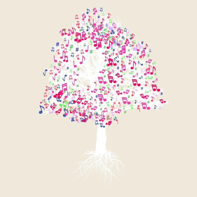 Tree with notes gift nature musician shirt music