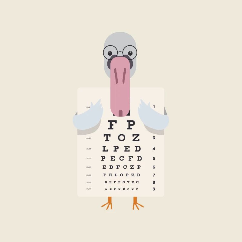 Schwan mit eye chart Augentest