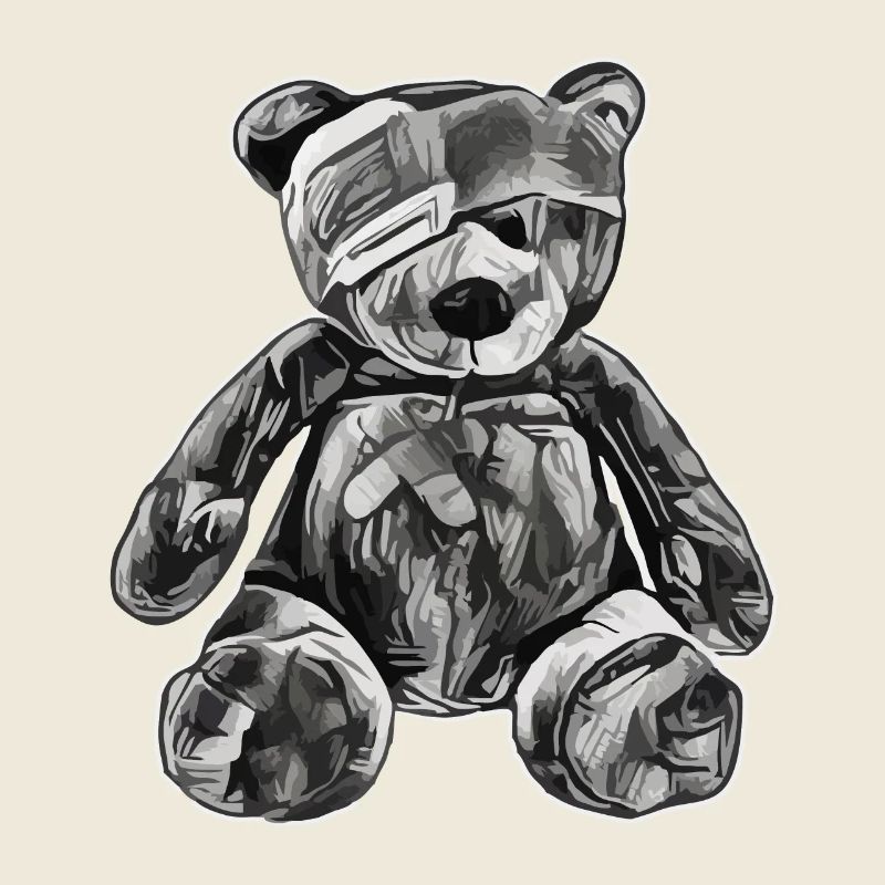 Toy teddy bear with an eye patch