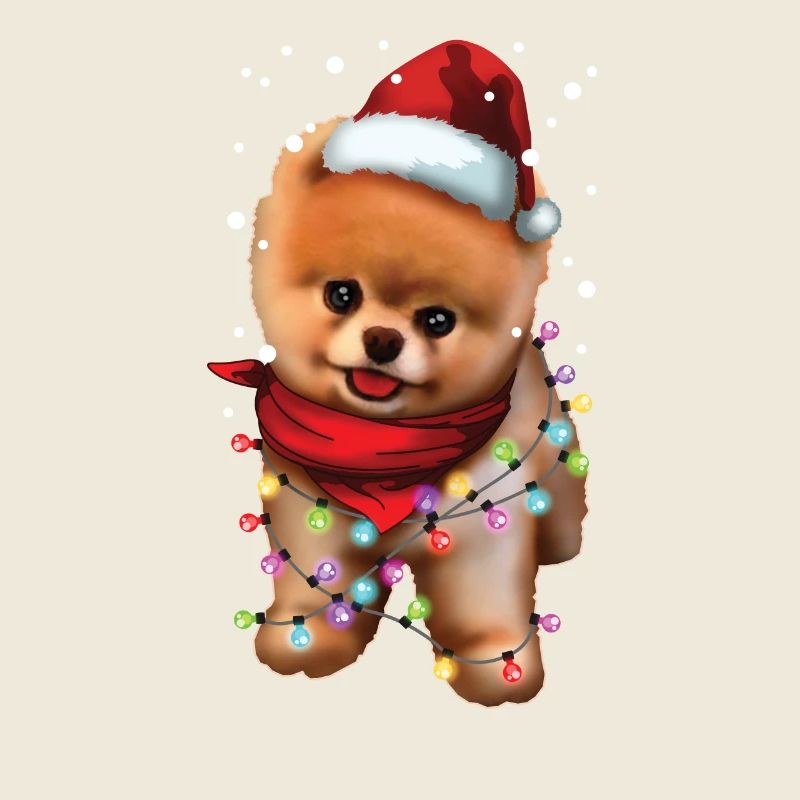 Chien de Poméranie de Noël - chiot mignon de Noël de Santa