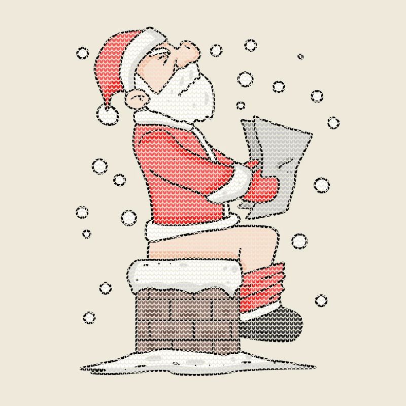 Santa Claus sitting on the fireplace funny