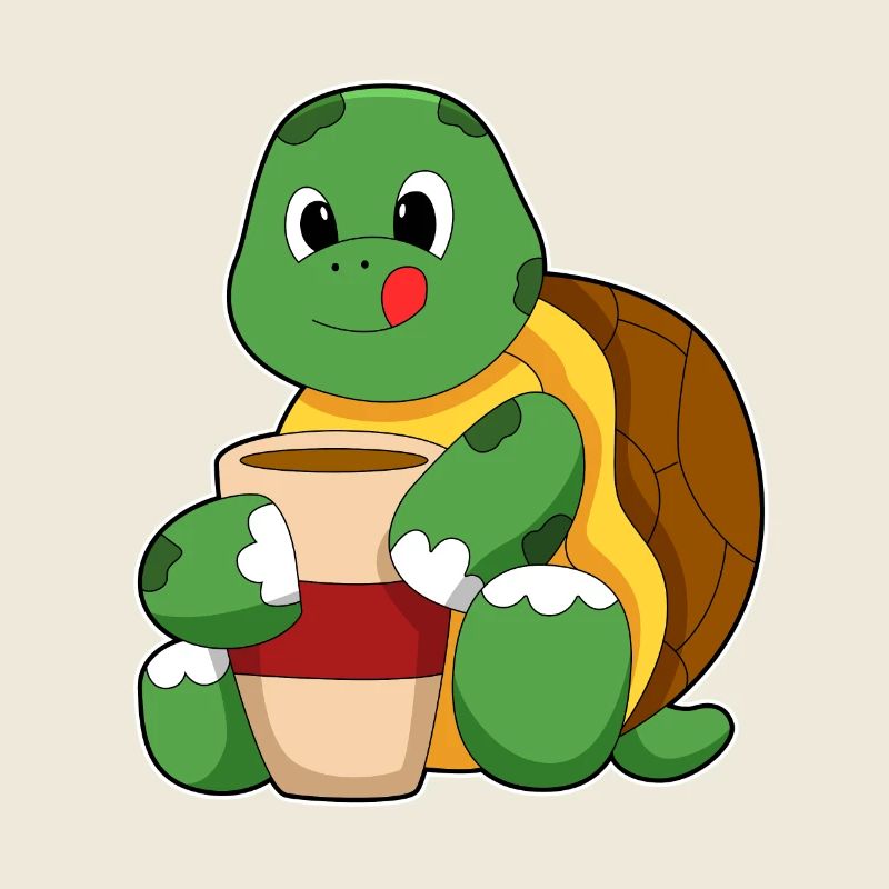 Tortue avec tasse de café
