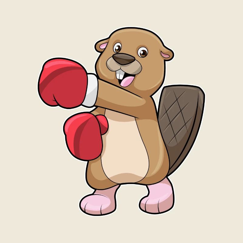 Biber beim Boxen mit Boxhandschuhe