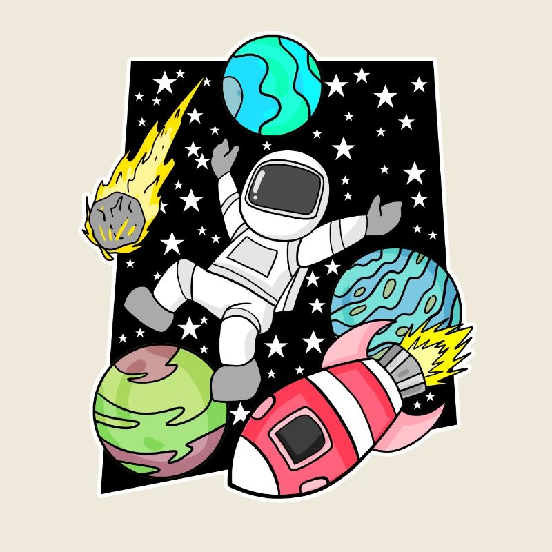 Astronaut in space with rocket