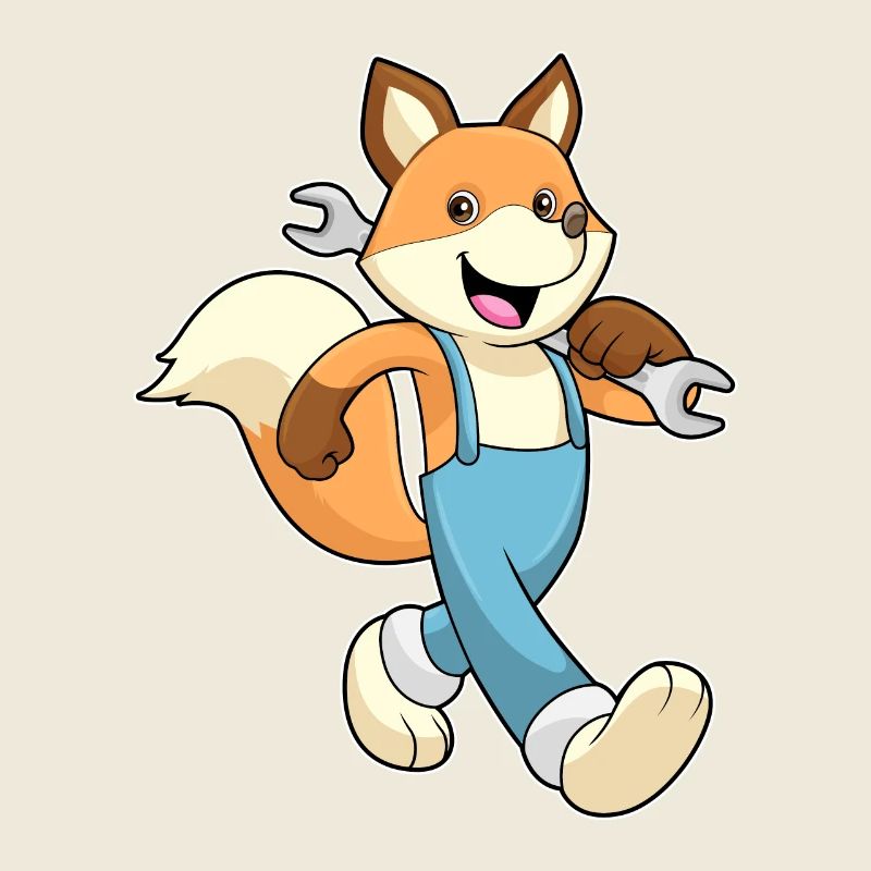 Renard mécatronicien avec clé à molette