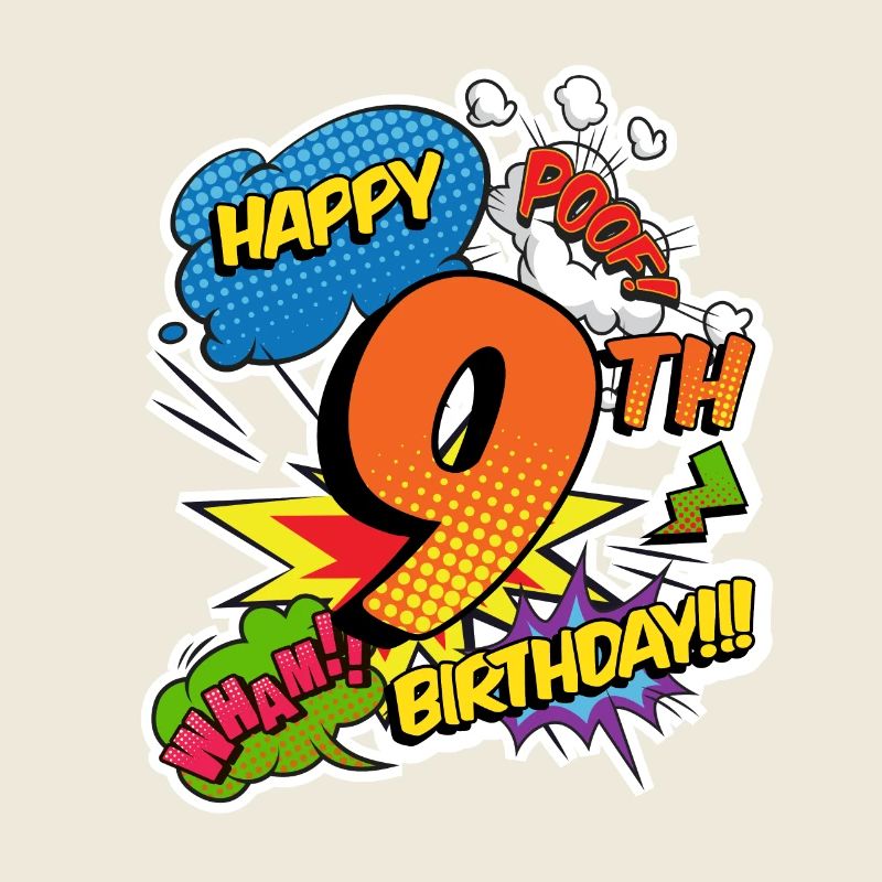 9th Birthday Young Comic Style Superheroes
