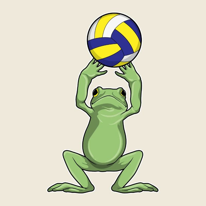 Frosch mit Volleyball