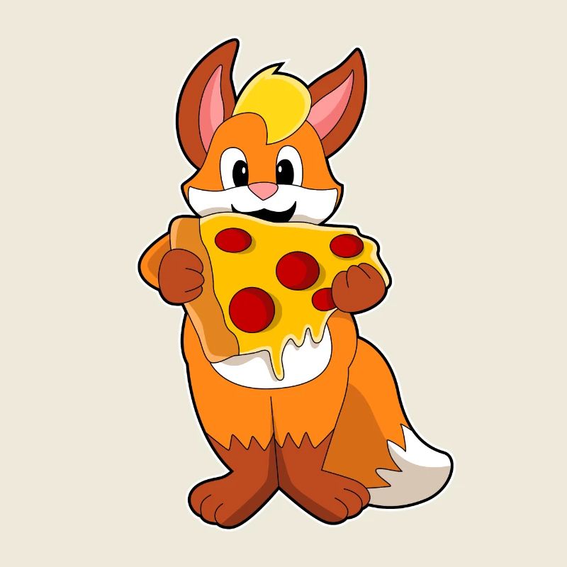 Fox with pizza