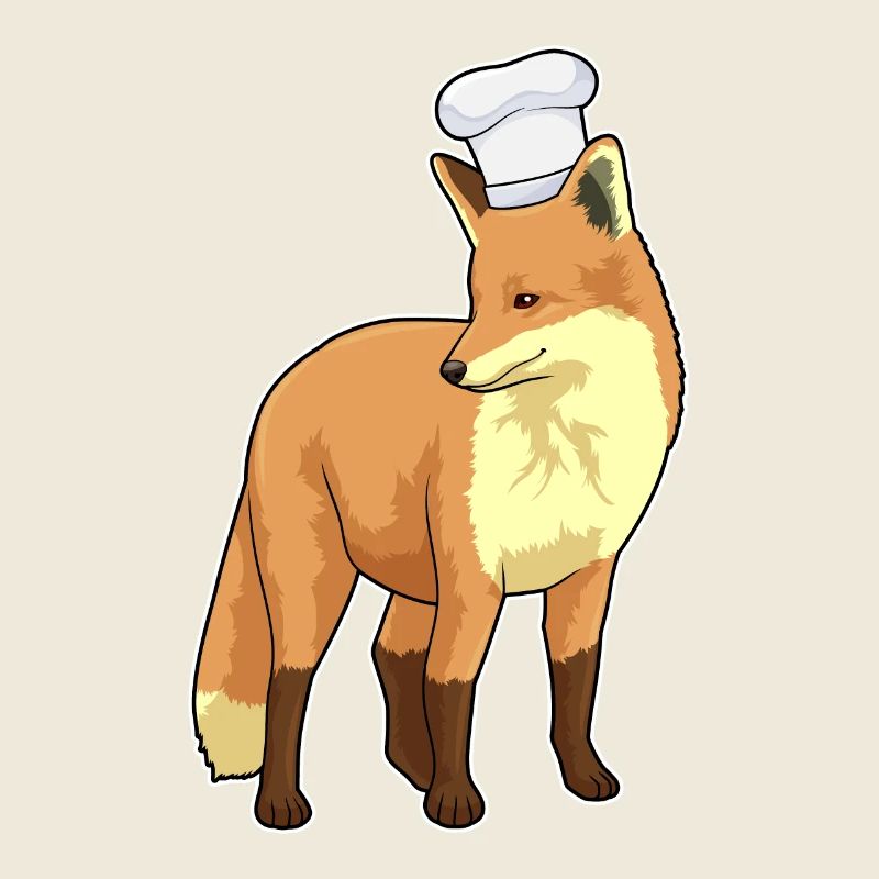 Fox as a chef with a chef's hat