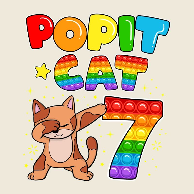 Pop it Cat Glückliche 7. Katze Geburtstag Sieben