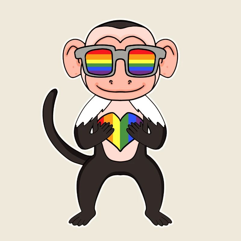 LGBT Animal Monkey Capuchin Monkeys Rainbow