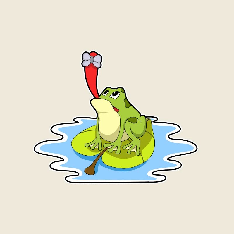 Grenouille sur feuille avec insecte