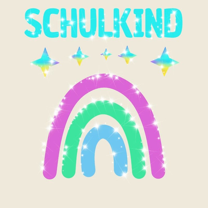 Schulkind Glitzer Regenbogen Einschulung