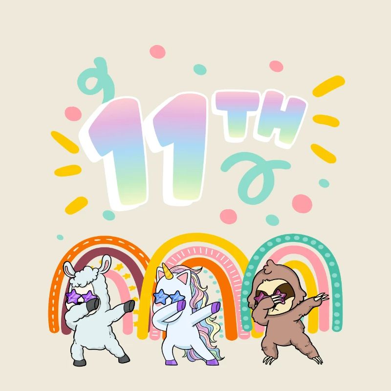 11th Birthday Dabbing Llama Unicorn Sloth |