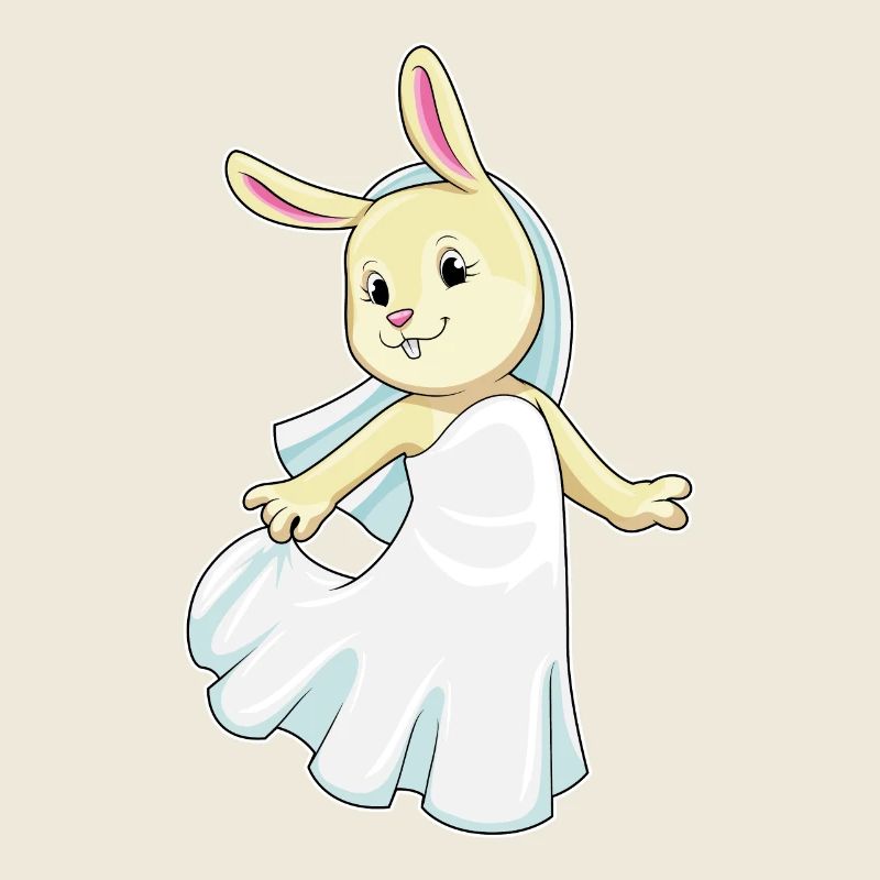 Lapin comme mariée avec voile