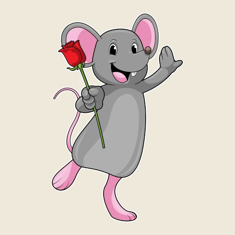 Rat with rose flower