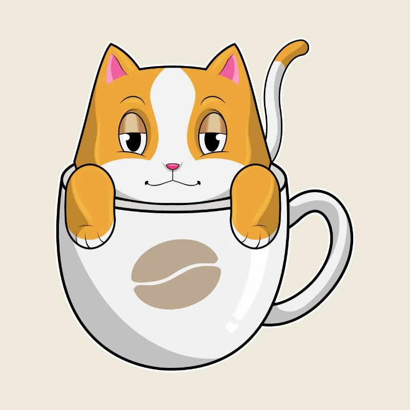 Chat avec tasse de café