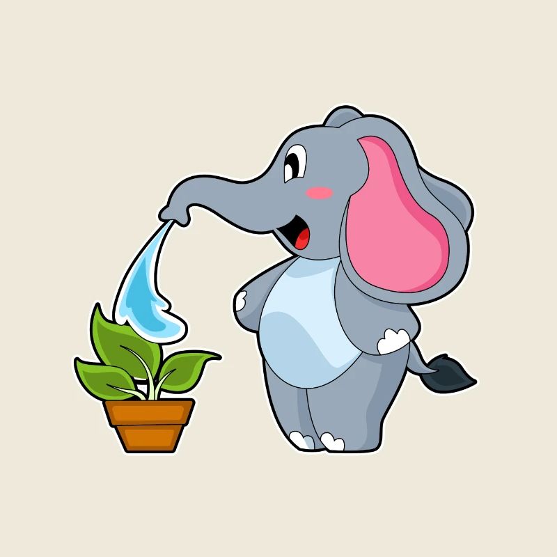 Éléphant avec plante