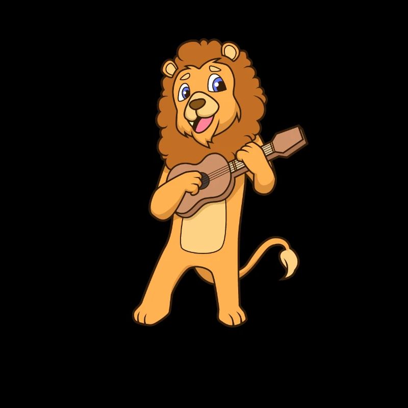Comic Löwe spielt Ukulele