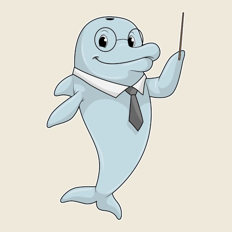 Delfin als Lehrer mit Pointer