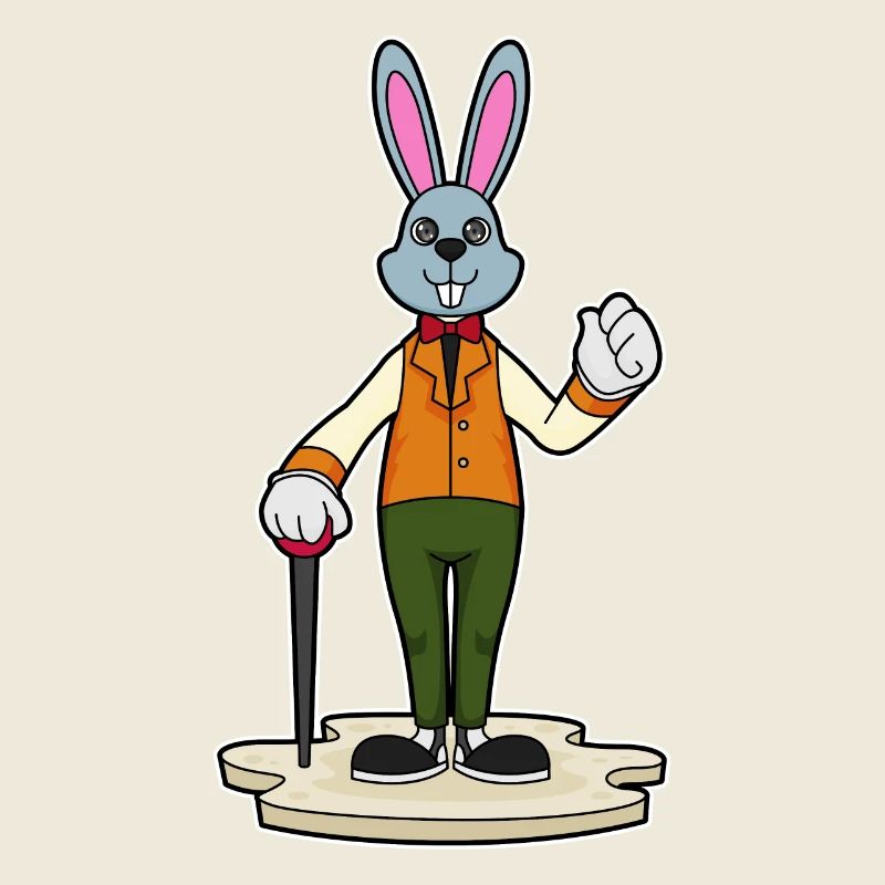 Rabbit as a gentleman with a walking stick