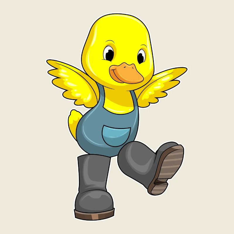 Duck as a farmer with boots