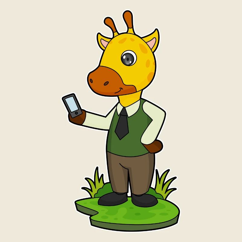Giraffe with mobile phone