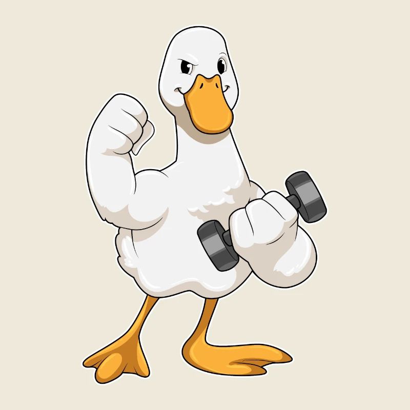 Canard pendant la musculation avec haltère