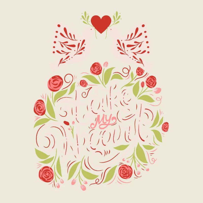 Love-Love Typography, Turtle Doves, Valentine's Day