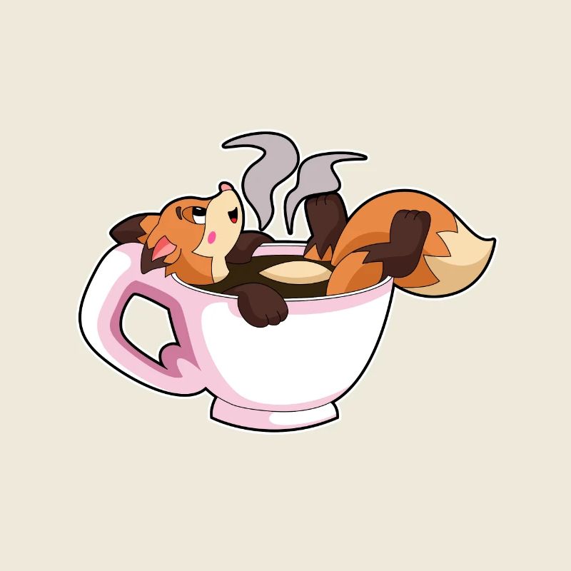 Fuchs mit Tasse Kaffee