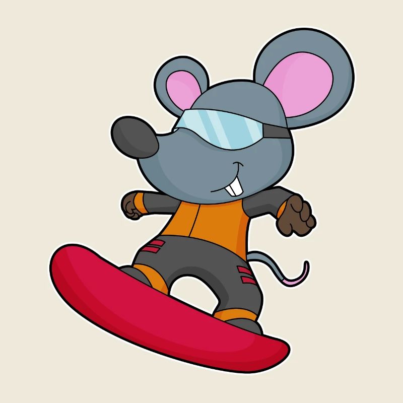 Mouse Snowboarder Snowboard