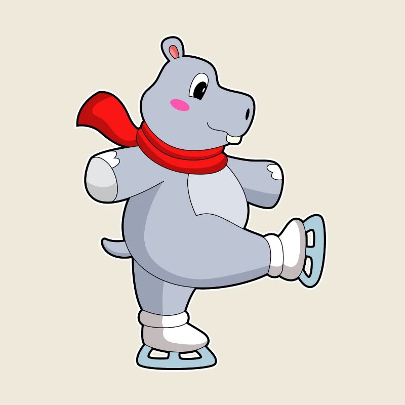 Nilpferd Eislaufen Schlittschuhe