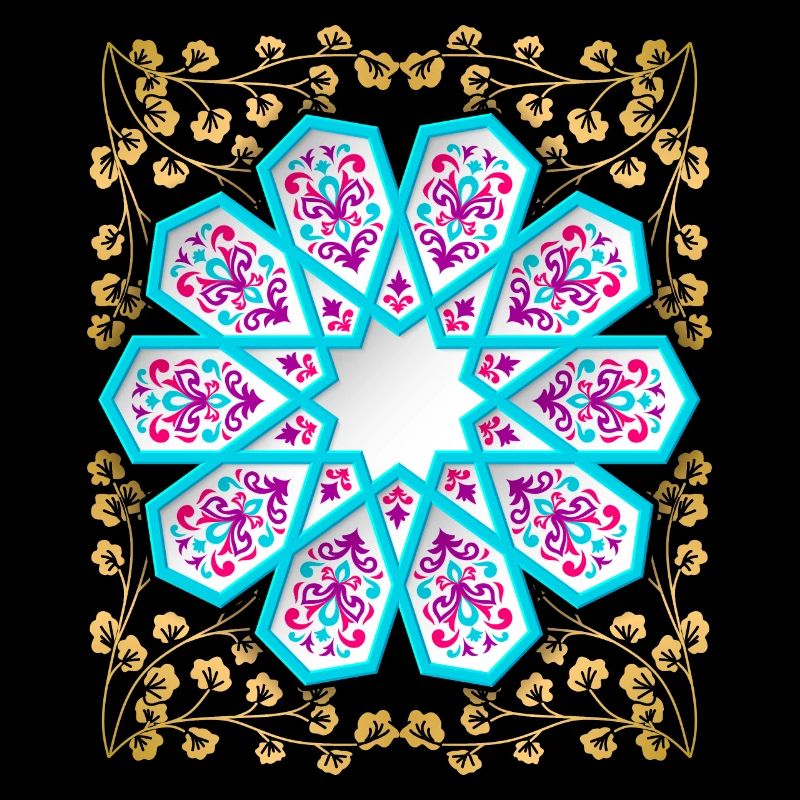 Persisches Ornament mit Golddekor im 3d Stil