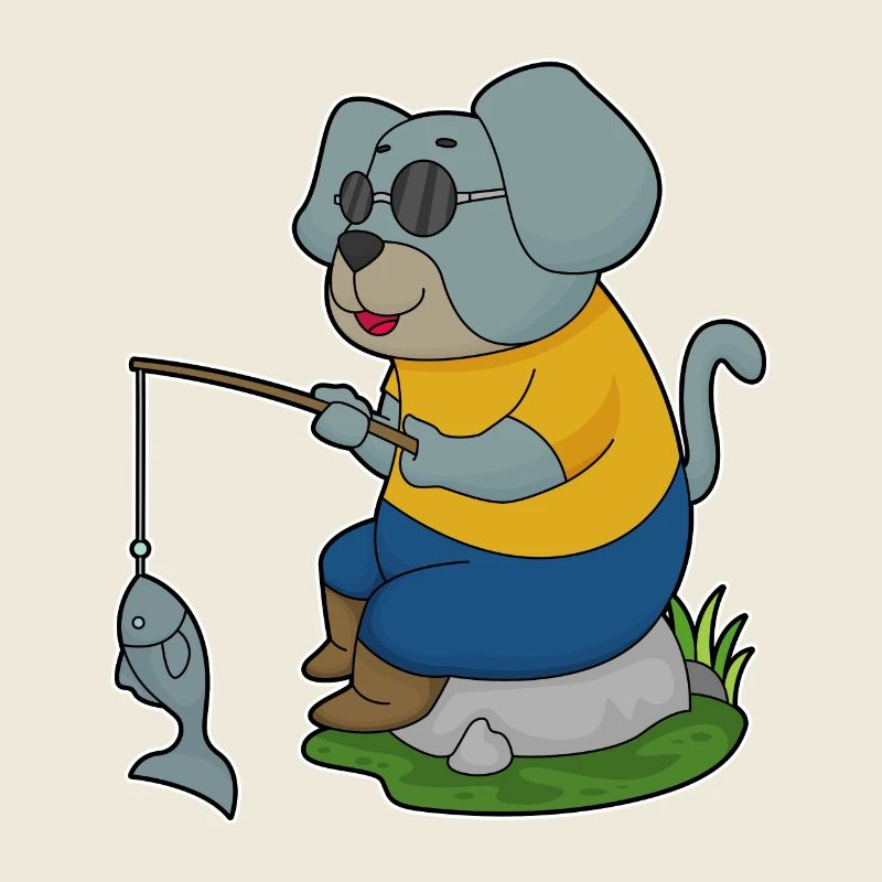 Ange pêcheur de pêche au chien