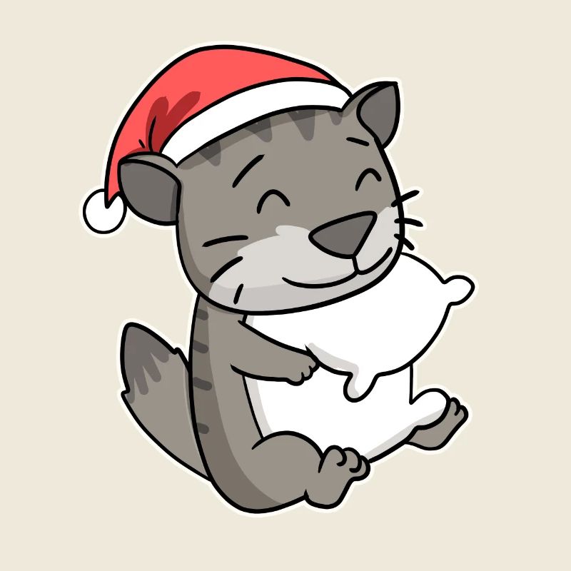 Chat sibérien Chat Noël Sommeil Fatigué