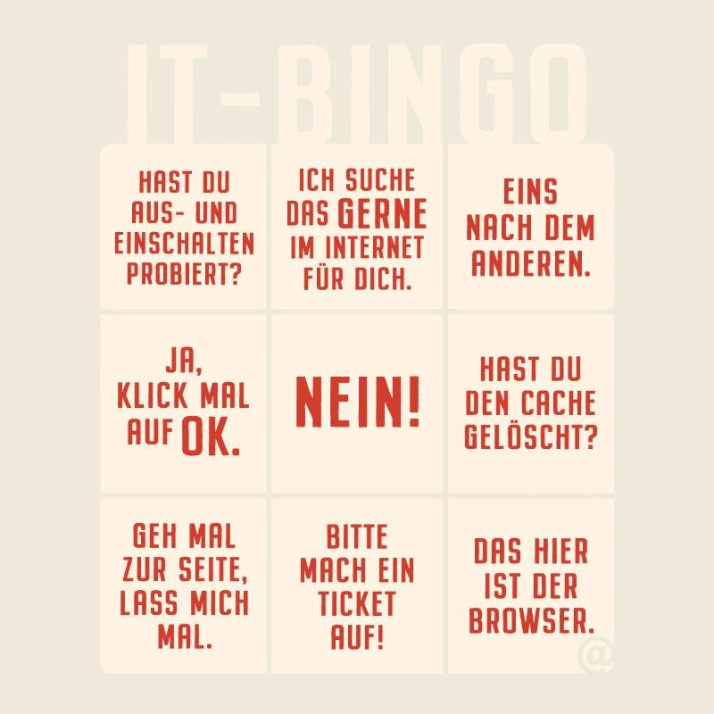 IT Support Bingo Service Desk IT Helpdesk Sysadmin