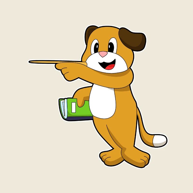 Pointeur de livre d’enseignant de chien