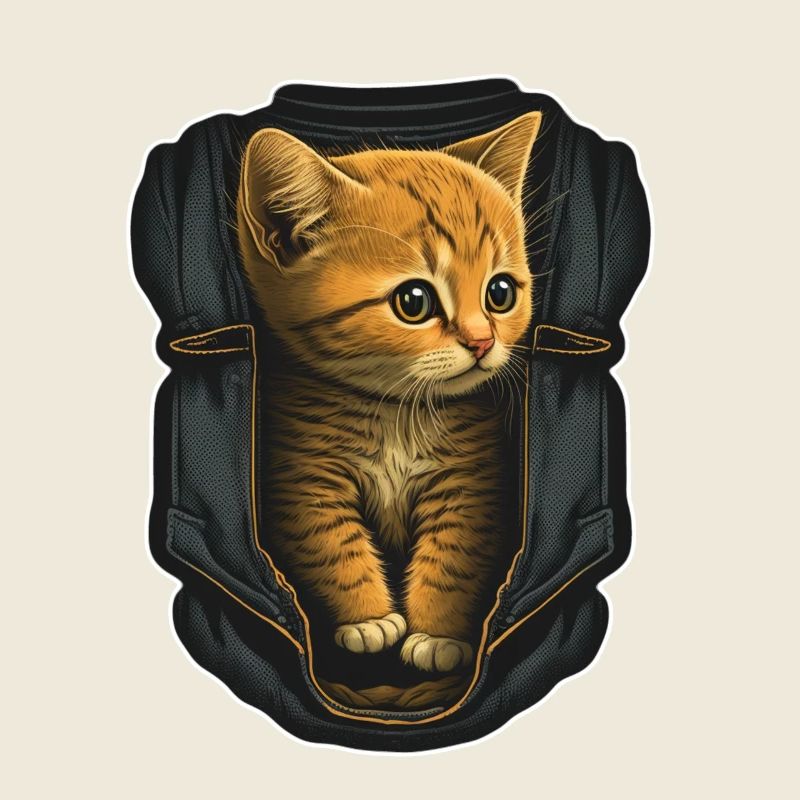 Cute Grey Cat Kitten Jeans Jacket Bag