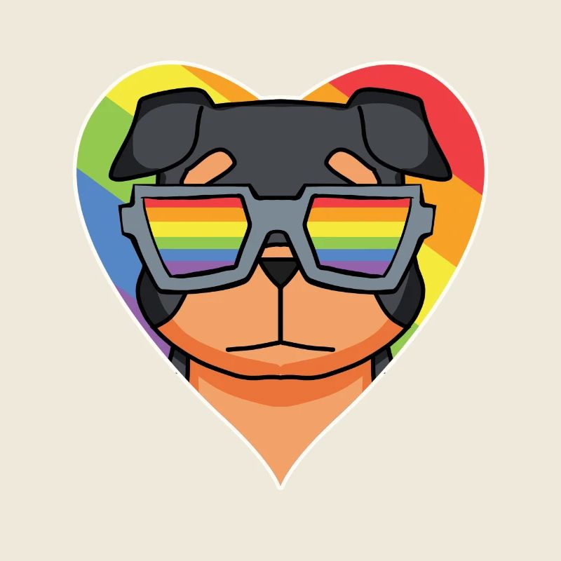 Regenbogen - Hund mit Brille - Rottweiler