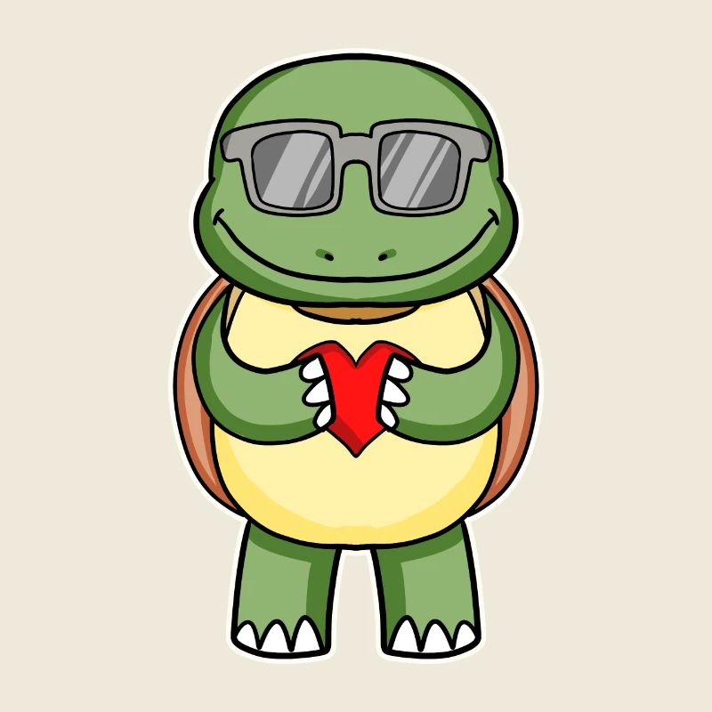 Turtle with sunglasses and heart love