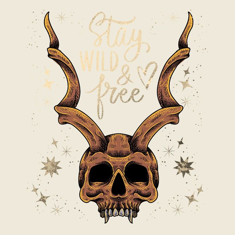 Horned Skull Baphomet Vintage Skull, Saying