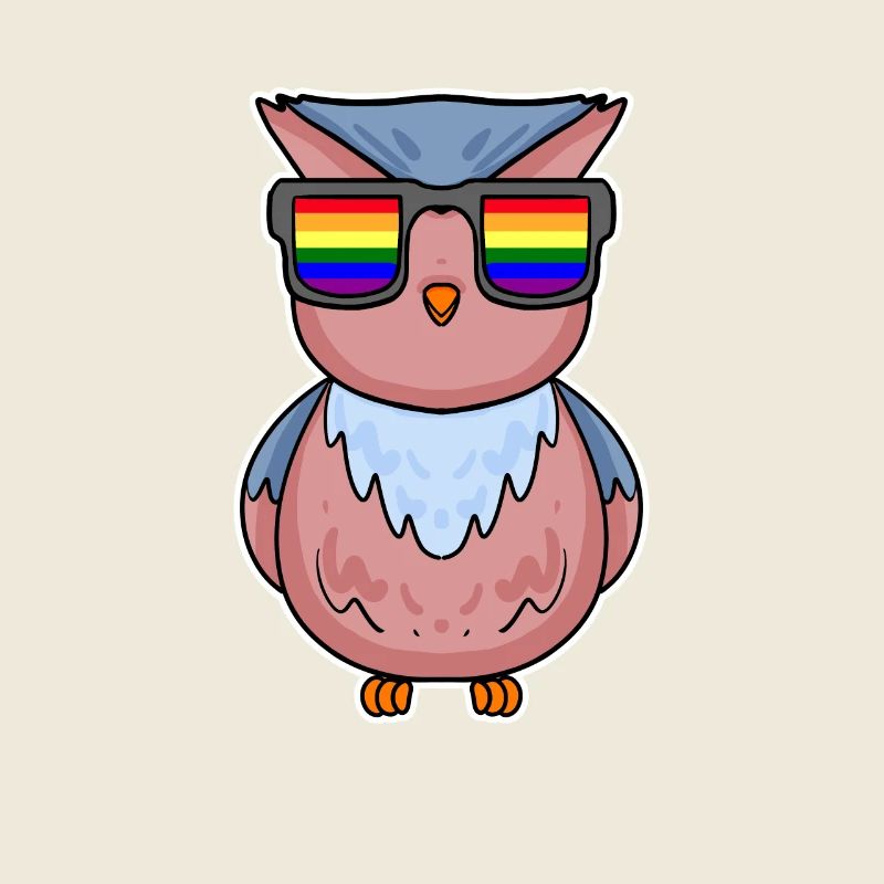 Regenbogen - Eule mit Brille