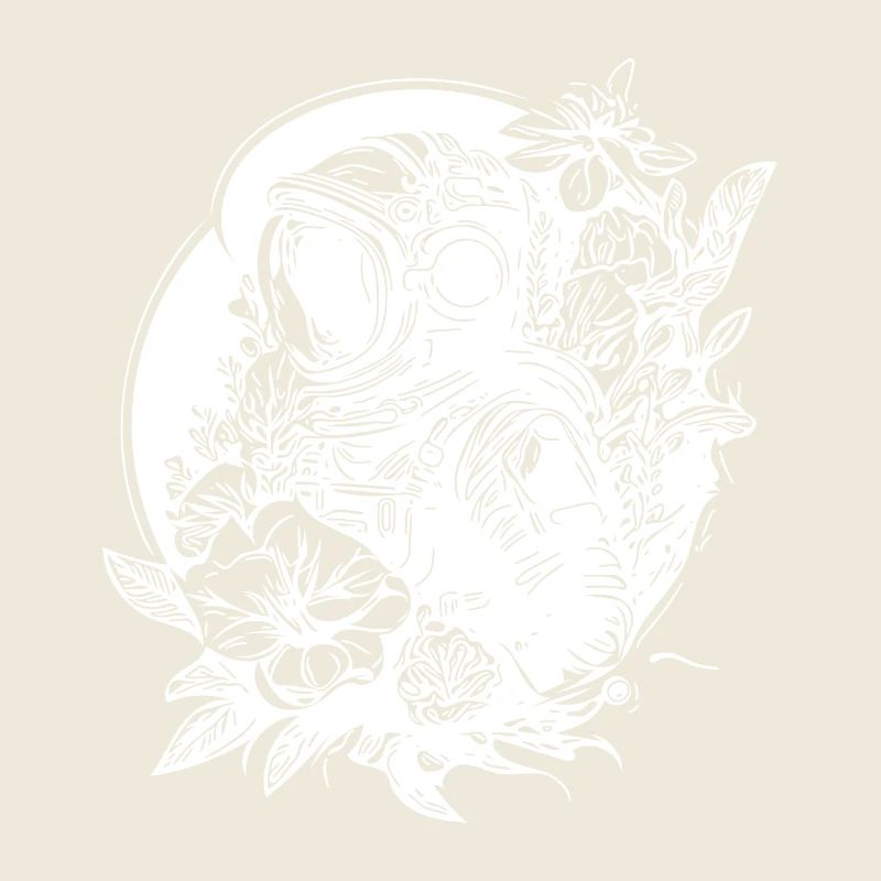 Astronaute avec des fleurs au clair de lune