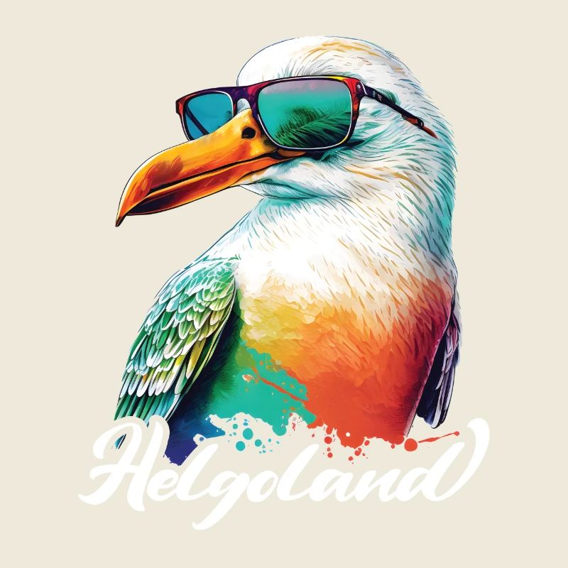 Helgoland Urlaub coole bunte Möwe mit Sonnenbrille